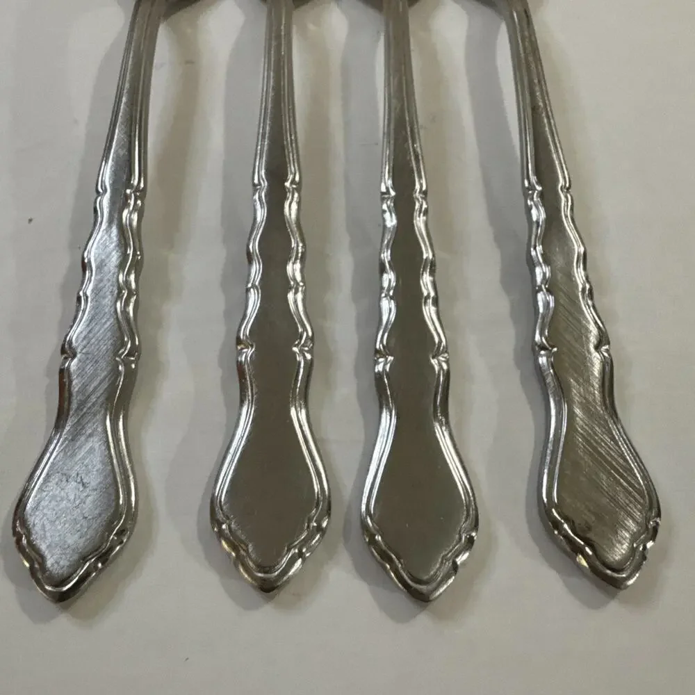 Lot of 4 Vintage MCM Estia ESI14 7.5” Stainless Steel Dinner Forks